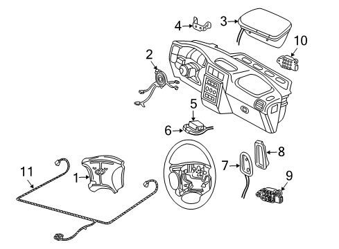 1998 Pontiac Trans Sport Passenger Air Bag, Dark Gray Diagram for 10443040