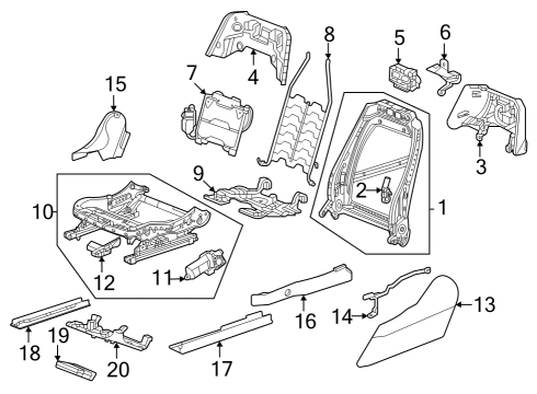 2025 Cadillac LYRIQ Driver Seat Components Diagram