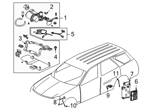 2004 Cadillac SRX Ride Control Components Diagram