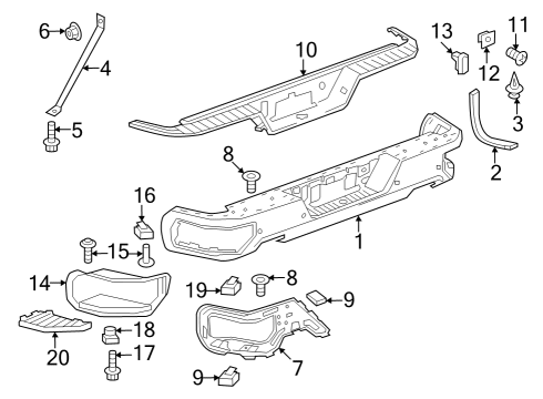 2020 Chevy Silverado 1500 Bumper & Components - Rear Diagram
