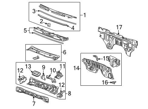 2006 Hummer H3 Front Panel Diagram for 88980939