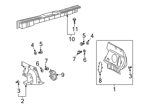 2010 Pontiac Vibe Interior Trim - Rear Body Diagram 2 - Thumbnail