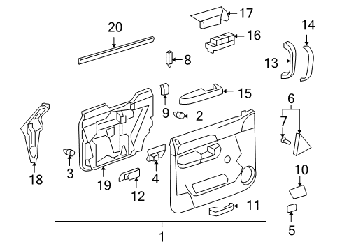 2010 Chevy Silverado 1500 Door Trim Panel, Front Passenger Side Diagram for 22818472
