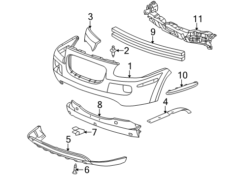 2007 Buick Terraza Upper Support, Passenger Side Diagram for 10398882