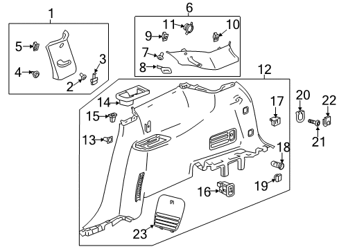 2019 Buick Enclave Interior Trim - Quarter Panels Diagram