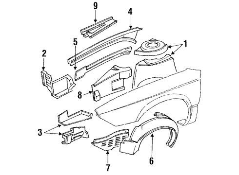 1993 Buick Regal Upper Rail, Front Driver Side Diagram for 10241657