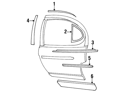 1997 Pontiac Grand Prix Exterior Trim - Rear Door Diagram
