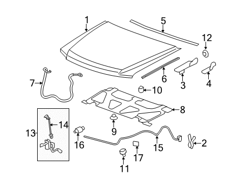 2013 GMC Sierra 3500 HD Hood & Components Diagram 2 - Thumbnail