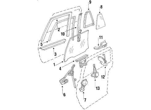 1989 Oldsmobile Delta 88 Vent Glass, Rear Passenger Side Diagram for 20328560