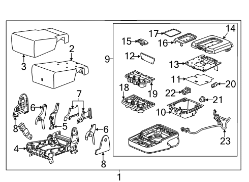 2019 Chevy Silverado 1500 LD Front Seat Components Diagram