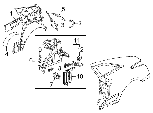 2014 Cadillac ELR Inner Wheelhouse Bracket Diagram for 20788173