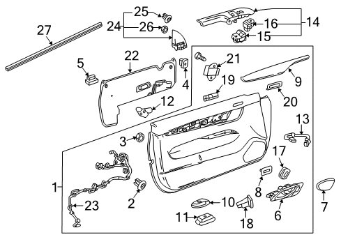 2015 Cadillac ATS Lower Quarter Trim Retainer, Front Diagram for 11546589