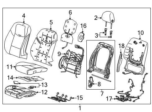 2016 Cadillac CTS Driver Seat Components Diagram 3 - Thumbnail