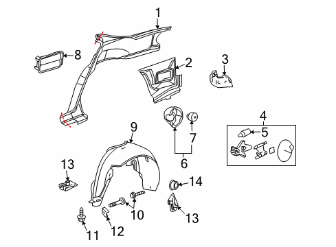 2009 Buick LaCrosse Quarter Panel & Components Diagram