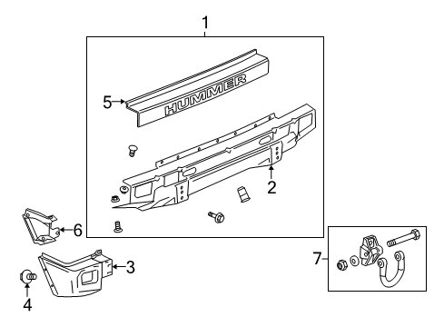 2005 Hummer H2 Impact Bar, Rear Diagram for 12335668