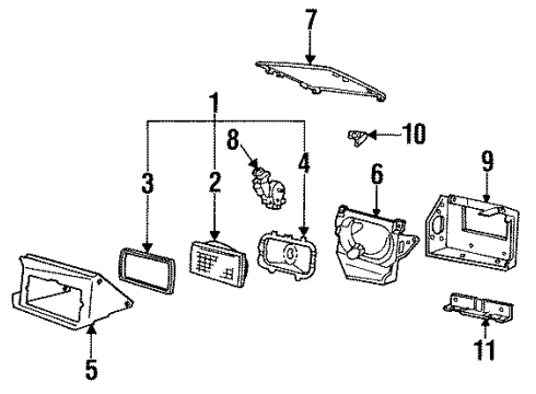 1991 Pontiac Firebird Headlamp Components Diagram