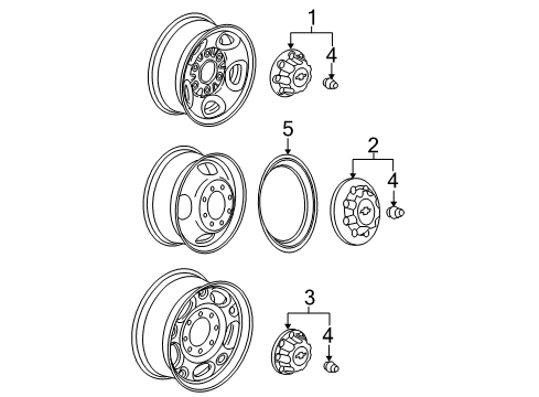 2007 GMC Sierra 3500 HD Hub Cap Diagram for 15712385