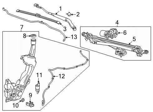 2024 GMC Sierra EV Wiper & Washer Components Diagram