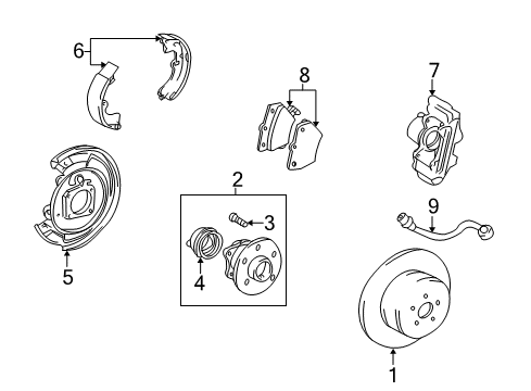 2009 Pontiac Vibe Brake Components Diagram 4 - Thumbnail