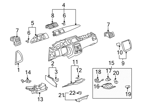2008 Buick Lucerne Grille Clip Diagram for 10290472