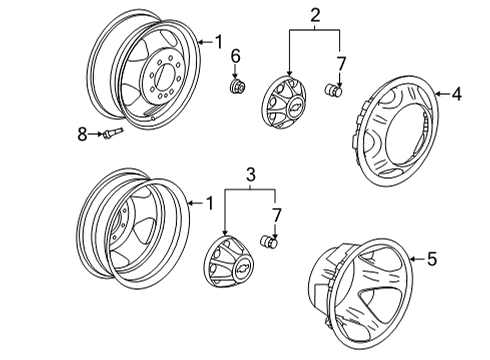 2022 GMC Sierra 3500 HD Hub Cap Diagram for 9597808