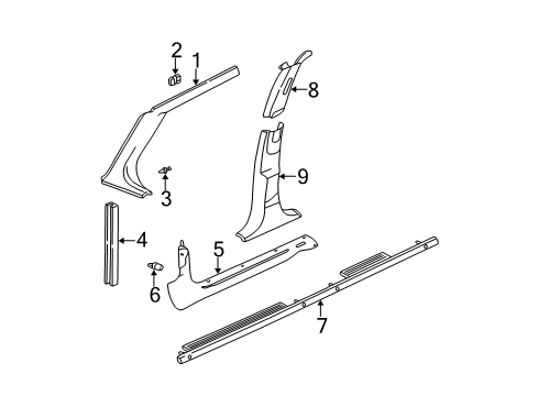 1997 Chevy Malibu Center Pillar, Inner Passenger Side Diagram for 22600216