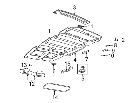 2004 Pontiac Montana Sunvisor, Passenger Side Diagram for 10345189