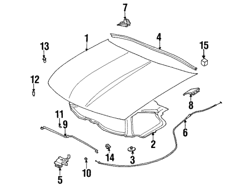 1997 Saturn SC1 Hood Diagram for 21110723