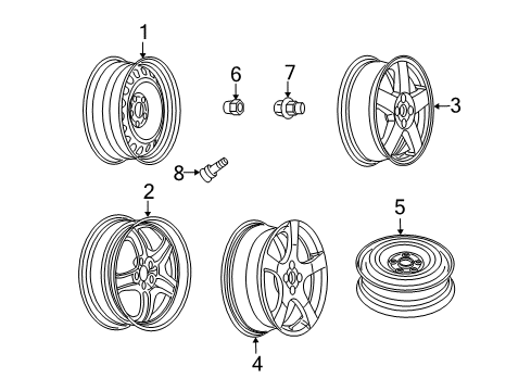2007 Pontiac G5 Spare Wheel, Rear Diagram for 22775569