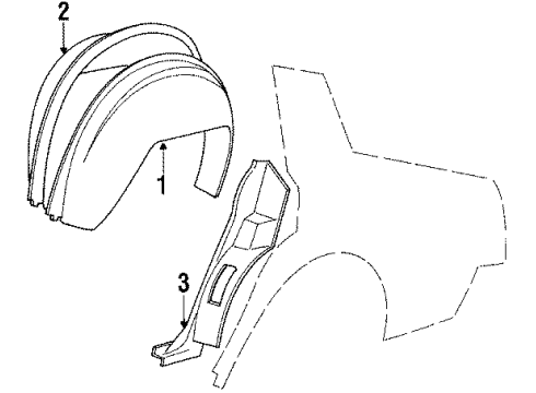 1986 Pontiac Bonneville Inner Components - Quarter Panel Diagram
