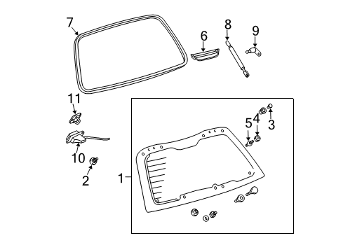 2003 Pontiac Vibe Glass - Lift Gate Diagram