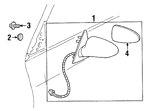2002 Oldsmobile Aurora Mirror Assembly, Rear Driver Side Diagram for 25726588