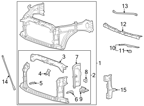 2025 GMC Sierra 1500 Upper Tie Bar, Front Diagram for 84496229