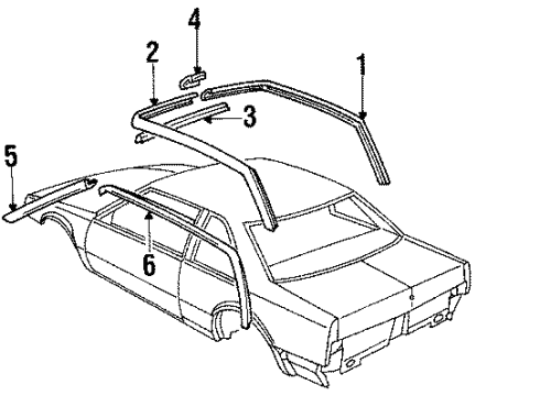 1990 Buick LeSabre Exterior Trim - Roof Diagram