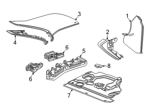 2023 Chevy Corvette Upper Pad, Black; Tan, Passenger Side Diagram for 84548762
