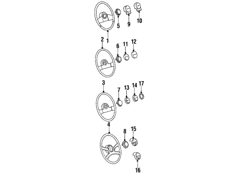 1991 Chevy S10 Steering Wheel, Black Diagram for 17984565