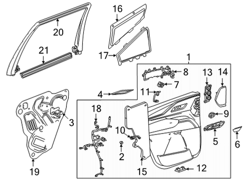 2022 Cadillac Escalade Door Trim Panel Cap, Rear Driver Side Diagram for 84272715