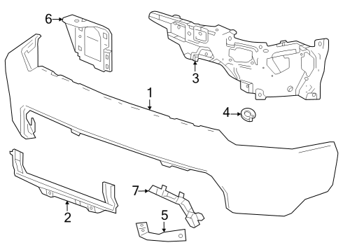 2025 Chevy Silverado 3500 HD Bumper & Components - Front Diagram