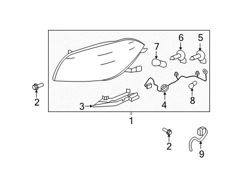 2008 Chevy Malibu Headlamp Components Diagram 3 - Thumbnail