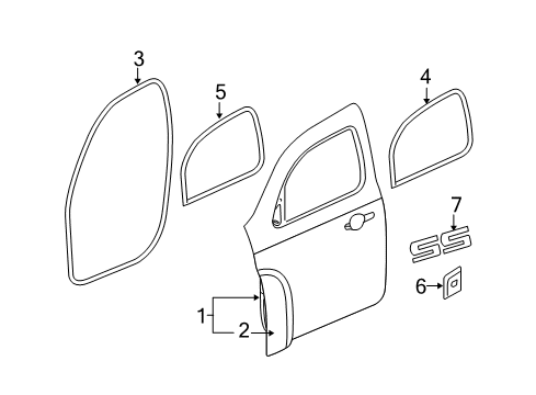 2006 Chevy HHR Exterior Trim - Front Door Diagram