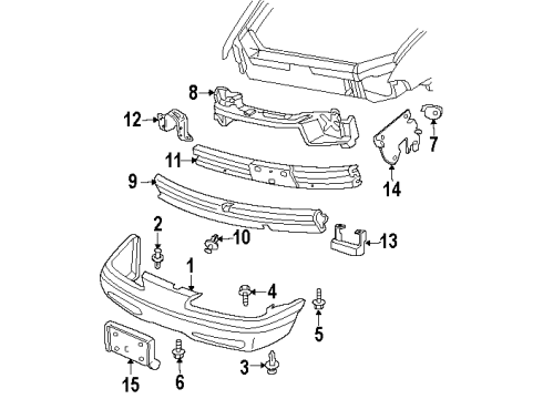2002 Oldsmobile Intrigue Bumper Cover Diagram for 88893304