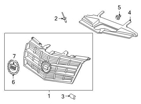 2012 Cadillac CTS Grille & Components Diagram 2 - Thumbnail