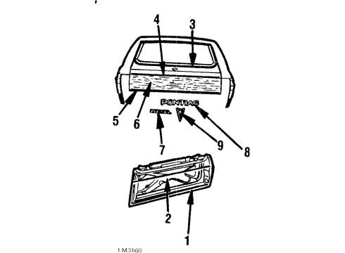 1988 Pontiac Safari Belt Molding, Rear Passenger Side Diagram for 20501858