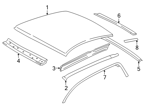 2000 Pontiac Sunfire Exterior Trim - Roof Diagram