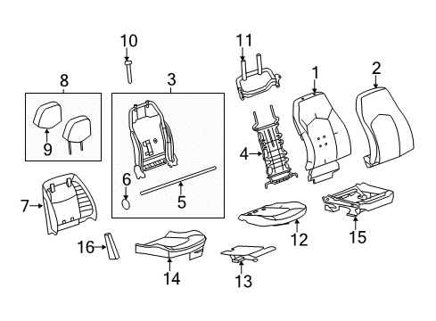 2011 Cadillac CTS Passenger Seat Components Diagram 6 - Thumbnail