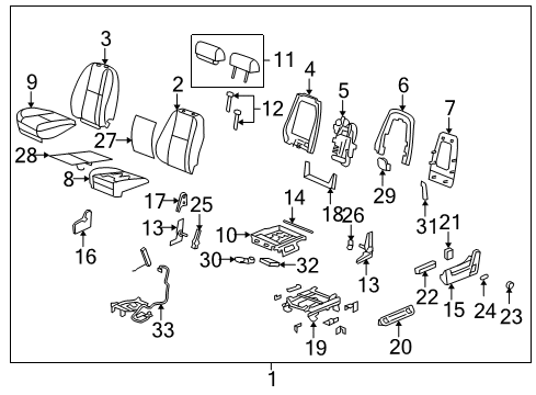 2009 Cadillac Escalade Seat Cushion Pad Diagram for 25789849