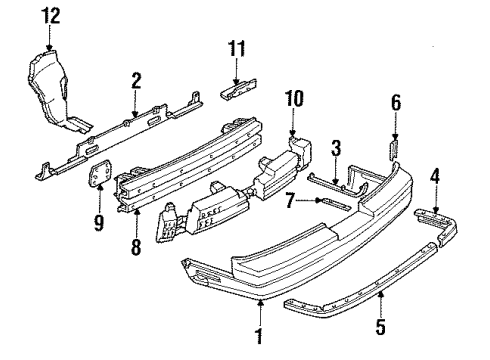 1990 Oldsmobile Cutlass Supreme Bumper Cover, Rear Diagram for 10130000