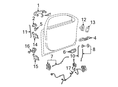 2009 Chevy Malibu Front Door - Lock & Hardware Diagram 2 - Thumbnail
