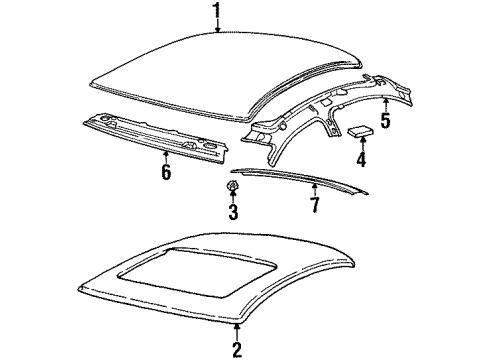 1998 Saturn SL2 Roof & Components Diagram
