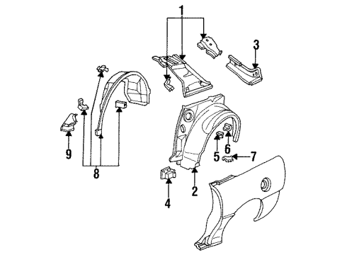 1999 Pontiac Firebird Inner Panel, Rear Passenger Side Diagram for 10246501